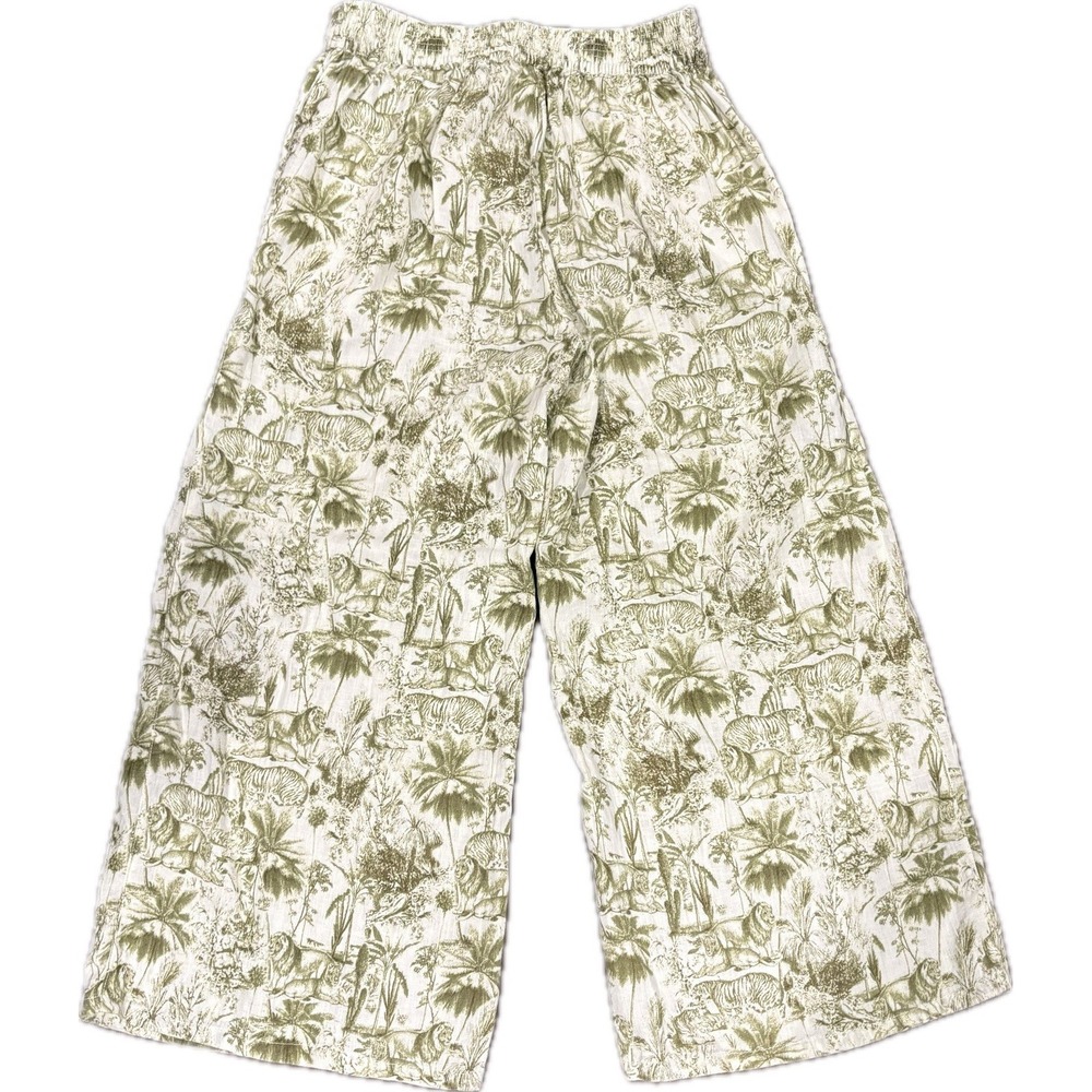 ♾️Rachel Zoe 100% Linen Wide Leg Pants Small Jungle Toile Tiger Print Resort♾️ - Picture 1 of 8